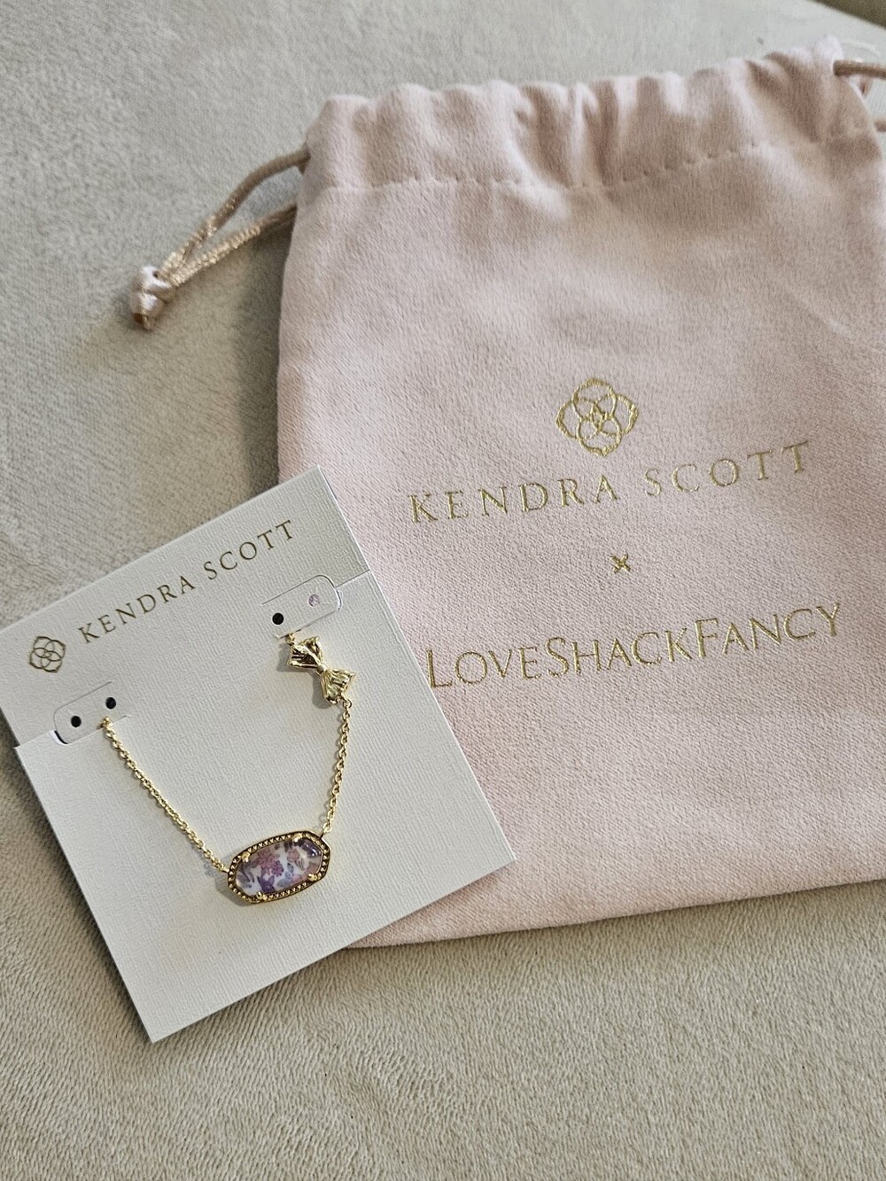 Kendra Scott Pink and Gold Elisa Necklace